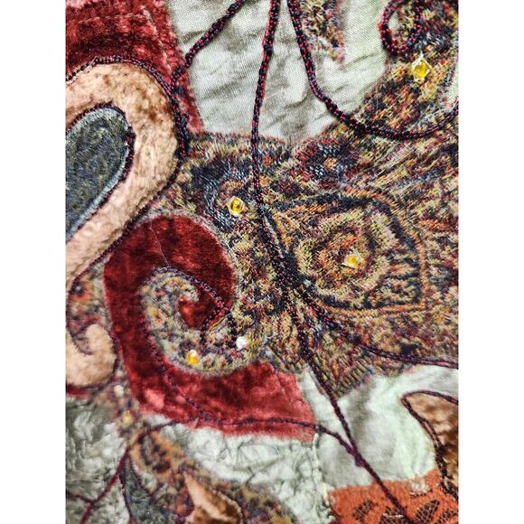 Drapers and Damons Jacket Patchwork Boho 3/4 Sleeves Size P/M Band Collar - Picture 5 of 10